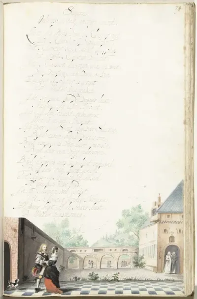 Paartje bij de ingang van een klooster