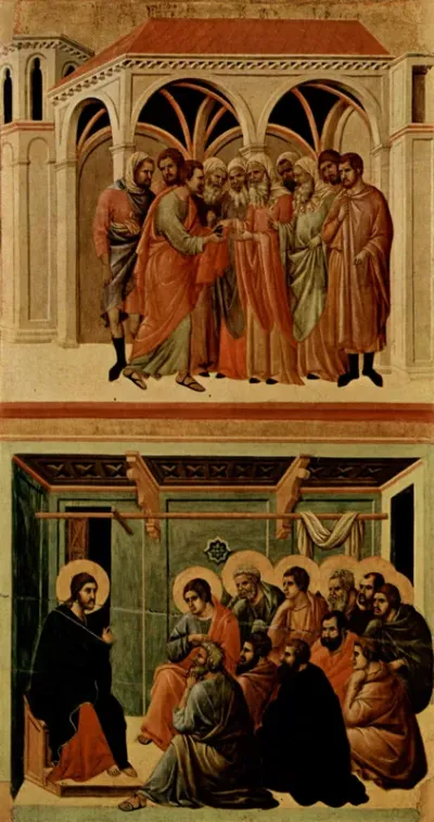 Pact of Judas (top); Christ Taking Leave of the Apostles (bottom)