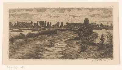 Pad door landschap met plassen