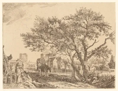 Pad langs een rivier naar een stad