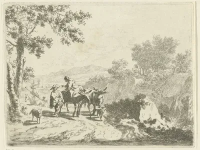 Pad met herders en vee