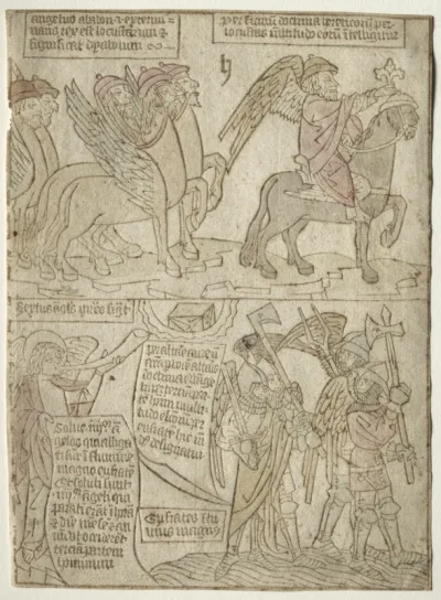 page from the Apocalypse (The Locusts with the Angel of the Abyss and The Sixth Trumpet)