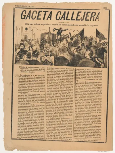 Page from the 'Gaceta Callejera' relating to the continuation of anti re-election riots