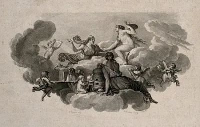 Painting personified with its ancillary arts and sciences: optics, chemistry and mineralogy