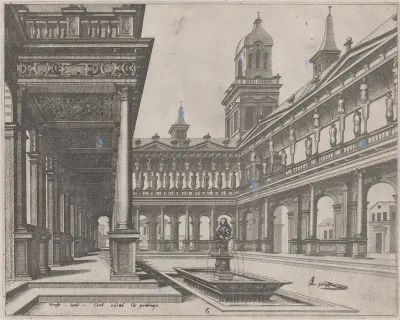 Palace Courtyard with Fountain in a Rectangular Basin