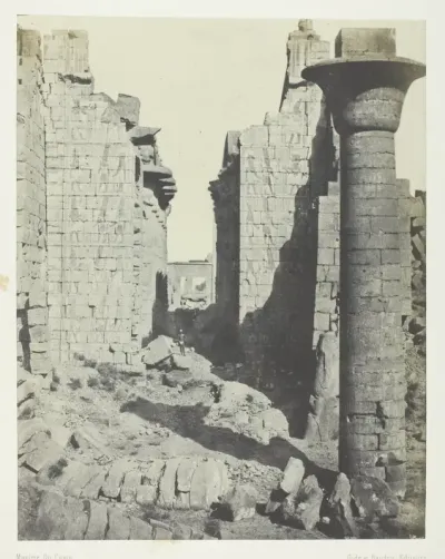Palais de Karnak, Cour des Bubastites et Entrée Principale de la Salle Hypostyle; Thèbes, plate 37 from the album "Egypte, Nubie, Palestine et Syrie" (1852)