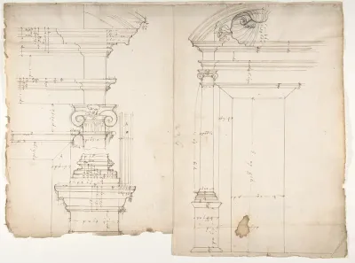 Palazzo dei Conservatori, window, elevation; window, details, elevation (recto) blank (verso)
