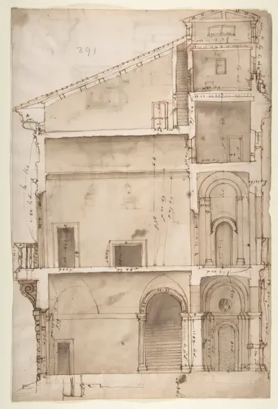 Palazzo Salviati in Rome, section (recto); Palazzo Salviati in Rome, details (verso)