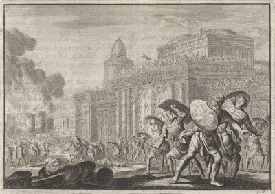 Paleis van koning Demetrius Nikanor in Antiochië door de bevolking aangevallen