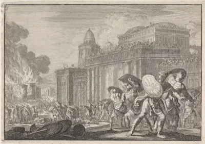 Paleis van koning Demetrius Nikanor in Antiochië door de bevolking aangevallen