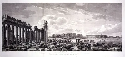 Palmyra, Syria: the colonnade, with the temple of Bel (temple of the sun) in the background