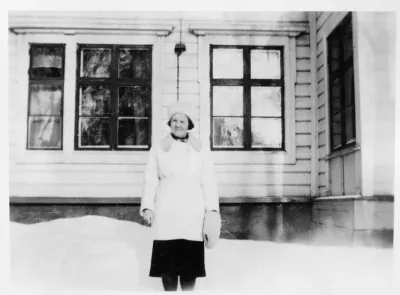 päls, porträtt, uniform, kvinnodräkt, kvinna, lottakåren