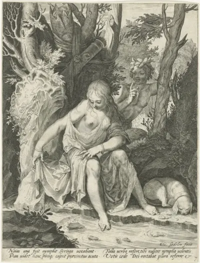 Pan bespiedt de nimf Syrinx