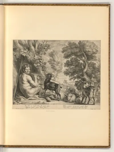 Pan mit Flöte und Ziegen