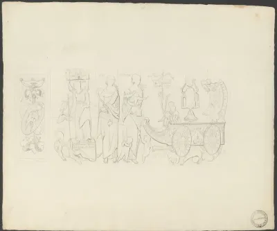 Paneel met deugden en triomfwagen