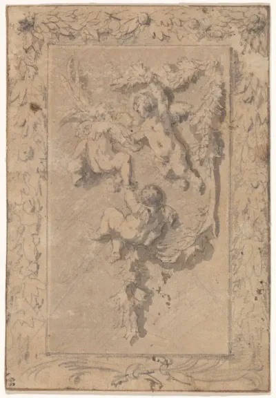 Paneel met drie vliegende putti