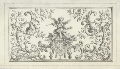 Paneelvulling met fluitspelende putto