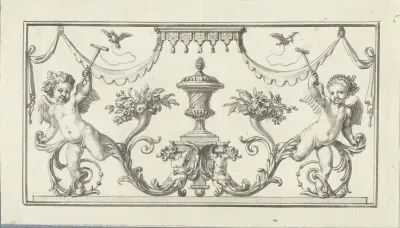 Paneelvulling met putti met vogeltjes