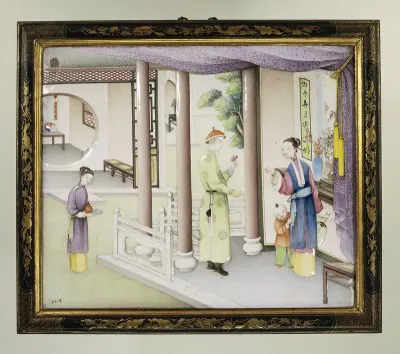 Panel with enamels on copper