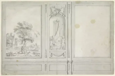 Panelen en nis met putti