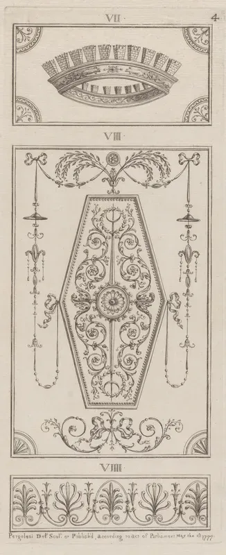 Panels of Ornament, nos. VII–VIIII, plate 4 from "Designs for Various Ornaments"