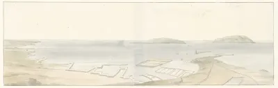 Panorama met stad Trapani en omgeving