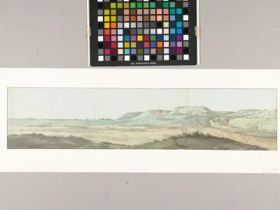 Panorama met twee heuvels en vlakte in omgeving van het oude Cannes
