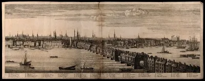Panorama of the river Thames and the buildings of the City, looking northwards beside London Bridge