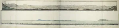 Panorama of the west coast of the southern part of South Africa seen from Robben Island