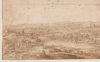 Panoramic Landscape with River Logging