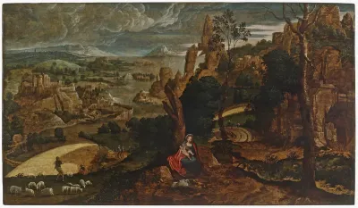Panoramic landscape with the Rest on the Flight into Egypt