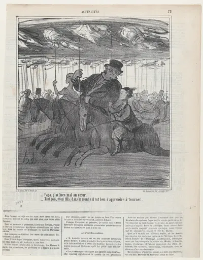 –Papa, I 'm getting sick. –Too bad, my son, but in this world you must learn to go in circles, from 'News of the day,' published in Le Charivari, April 30, 1866