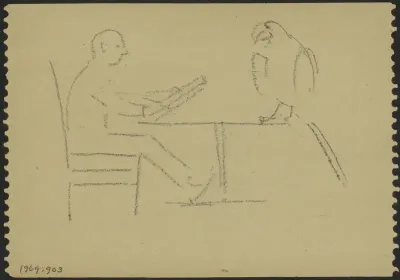 Papegaai zittend op een tafel