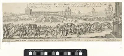 Parade te Lissabon voorafgaande aan het vertrek van Catharina van Braganza