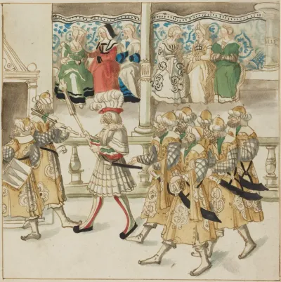 Parading Knights in Oriental Costume