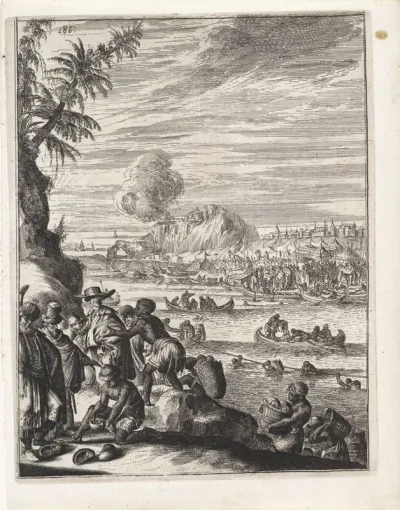 Parelvissers voor de kust van Tuticorin