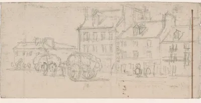 Parijse straat met vrachtwagens