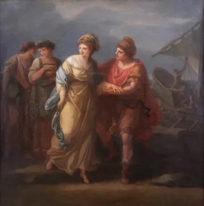 Paris and Helen escape from the palace of Menelaos