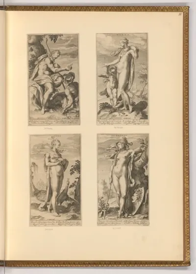 Paris; Venus und Cupido; Juno; Pallas Athena