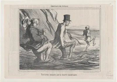 Parisiens surpris par la marée montante, from Émotions de Voyage, published in Le Charivari, October 8, 1857