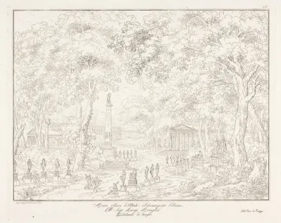 Park met standbeelden, tempels en monumenten