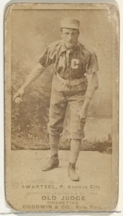 Parke B. Swartzel, Pitcher, Kansas City Cowboys, from the Old Judge series (N172) for Old Judge Cigarettes