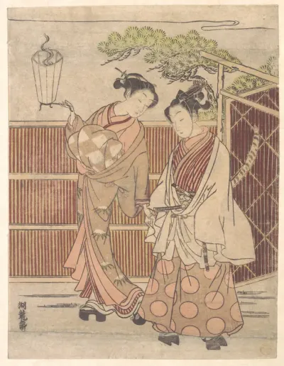 Parody of Ushiwakamaru (Yoshitsune) Being Taken to Meet Jōruri-hime