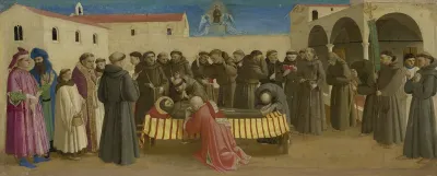 Part of a Predella: the Funeral Mass for Saint Francis