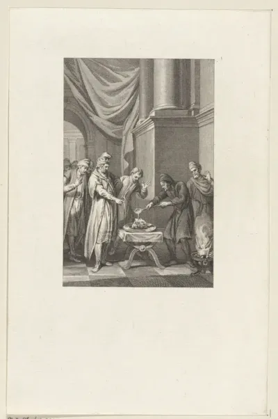 Parthen gieten gesmolten goud in het afgehakte hoofd van Crassus