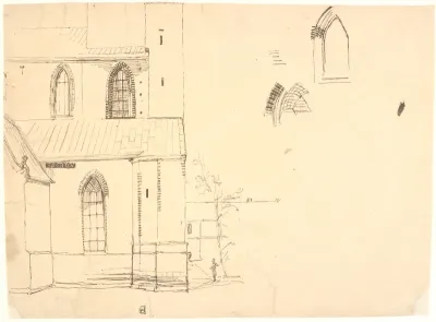 Parti af den ydre, vestlige del af St. Knuds kirke i Odense