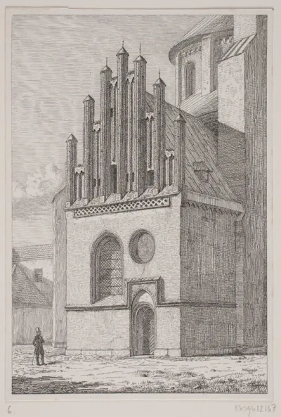 Parti af Roskilde Domkirke, set udefra