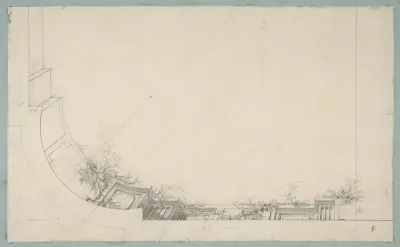 Partial design for a ceiling decorated with a trompe l'oeil balustrade