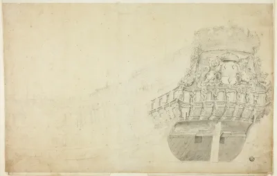 Partial Sketch of a Dutch Vessel Seen from Port Quarter
