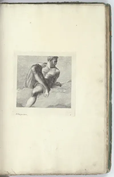 Partially Nude Man Reclining on Clouds, plate 8 from "Varie pitture a fresco de'principali maestri veneziani ora per la prima volta con le stampe pubblicate" (Frescoes by the Most Important Venetian Masters Published in Print for the First Time)